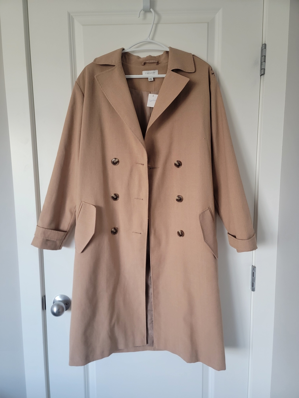 Topshop Tan Double-Breasted Trench Coat